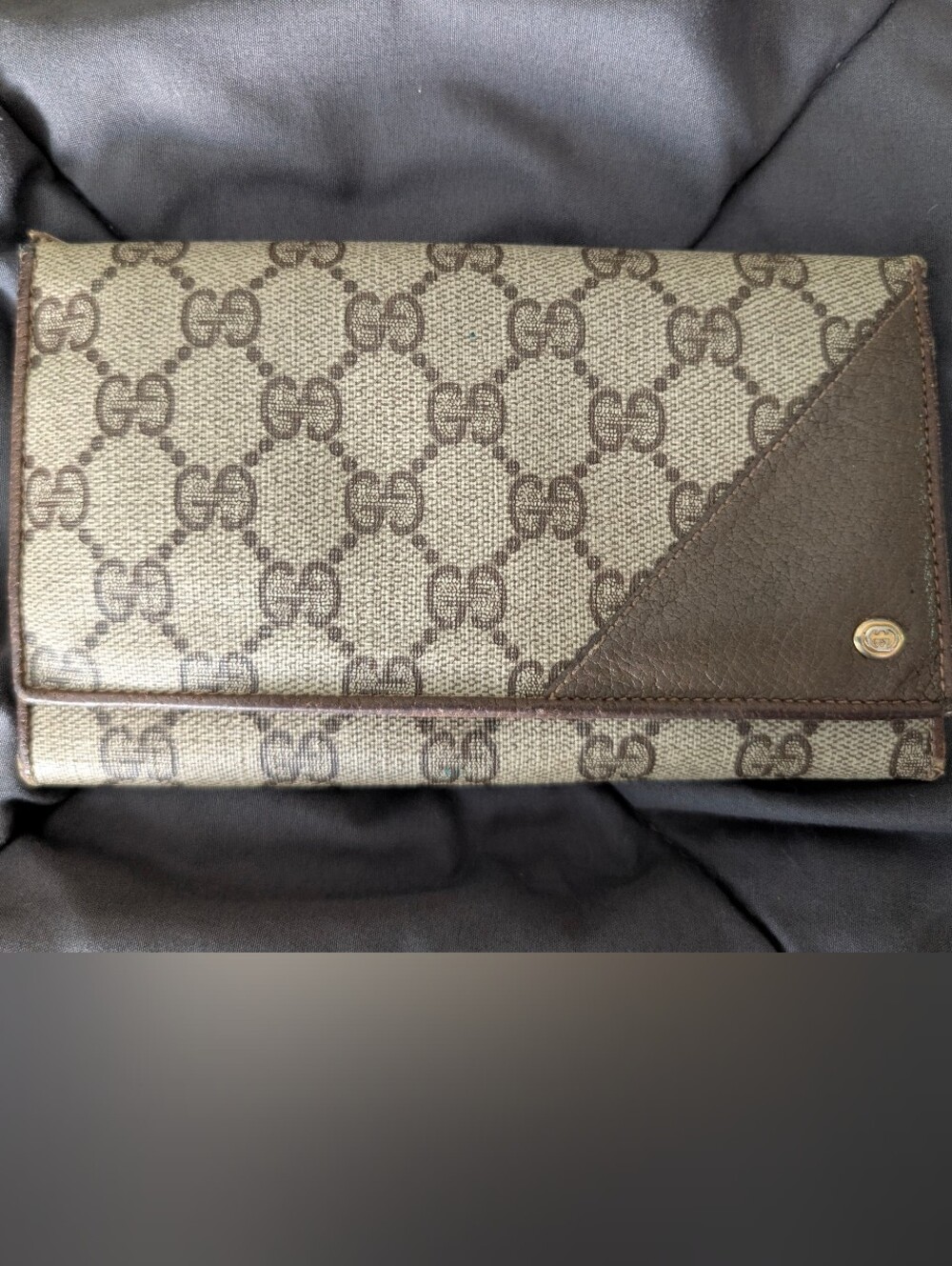 Gucci Brown Monogram Canvas Fold-Over Clutch